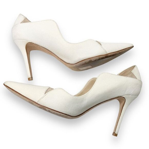 Jimmy Choo Tamika 100mm Jagged Pump, Latte/Nude Cream Textured Leather Size 37 - Picture 5 of 10